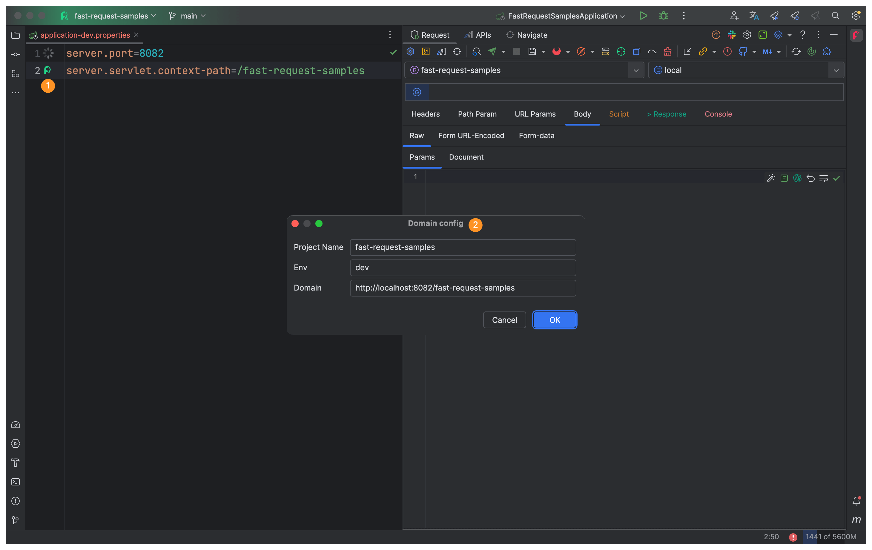 Domain config projectLevelDomainConfig